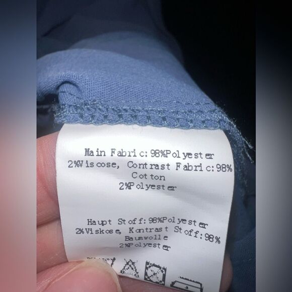 Grace Karin Slate Blue Top Long Sleeve V Neck Eyelet Lace Tiered Top Sz S NWT - Picture 8 of 8